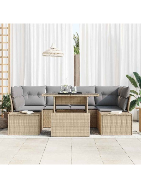 Aia diivanikomplekt 7 tk beež ja heledhall 100 x 55 x 73 cm