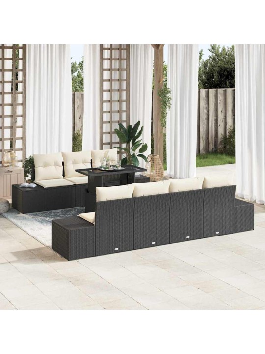 Aia diivanikomplekt 8 tk must ja kreem 100 x 55 x 73 cm