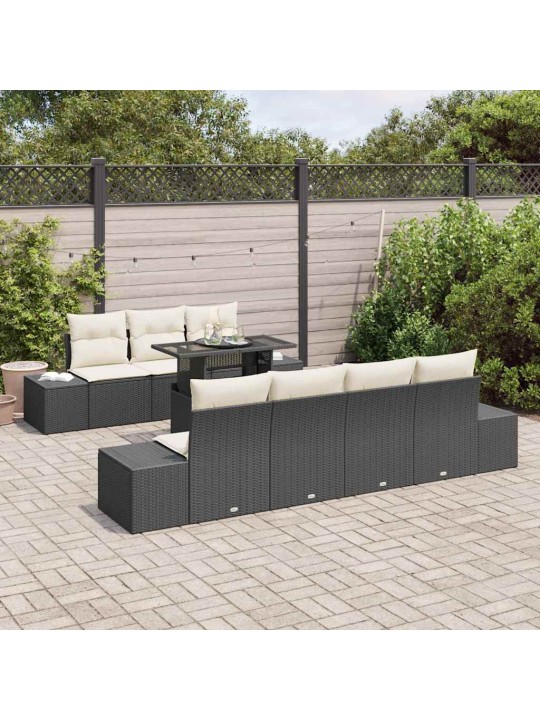 Aia diivanikomplekt 8 tk must ja kreem 100 x 55 x 73 cm