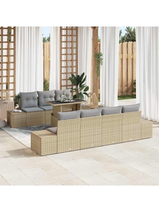 Aia diivanikomplekt 8 tk beež ja heledhall 100 x 55 x 73 cm