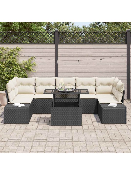 Aia diivanikomplekt 8 tk must ja kreem 100 x 55 x 73 cm