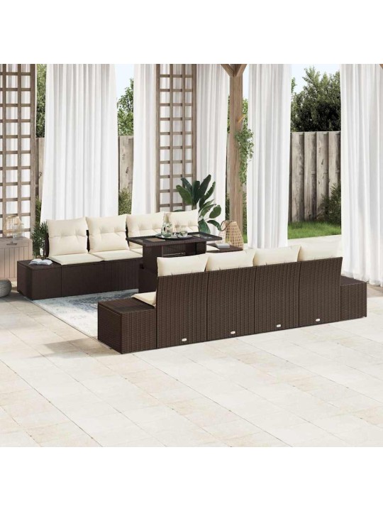 Aia diivanikomplekt 7 tk pruun ja kreem 100 x 55 x 73 cm