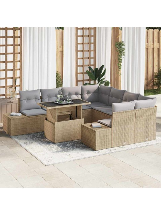 Aia diivanikomplekt 9 tk beež ja heledhall 100 x 55 x 73 cm