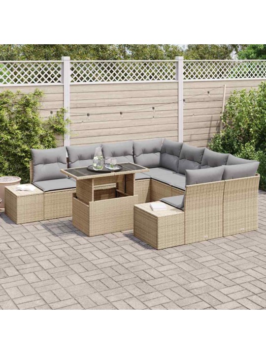 Aia diivanikomplekt 9 tk beež ja heledhall 100 x 55 x 73 cm