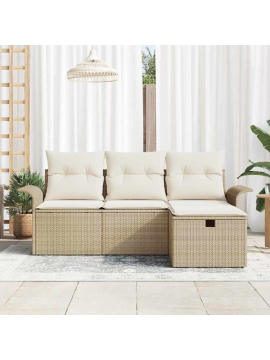 Aia diivanikomplekt 4 tk beež ja kreemjas 196 x 117 x 85 cm
