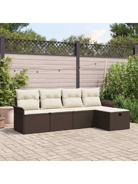 Aia diivanikomplekt 5 tk pruun ja kreemjas 251 x 117 x 85 cm