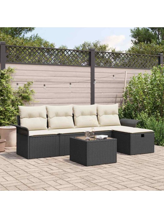 Aia diivanikomplekt 6 tk must ja kreemjas 251 x 117 x 85 cm