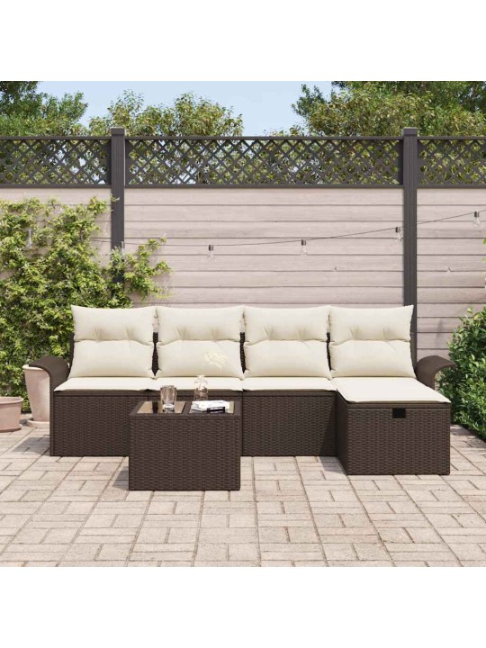 Aia diivanikomplekt 6 tk pruun ja kreemjas 251 x 117 x 85 cm
