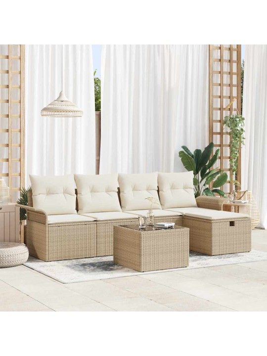 Aia diivanikomplekt 6 tk beež ja kreemjas 251 x 117 x 85 cm