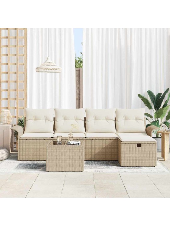 Aia diivanikomplekt 6 tk beež ja kreemjas 251 x 117 x 85 cm
