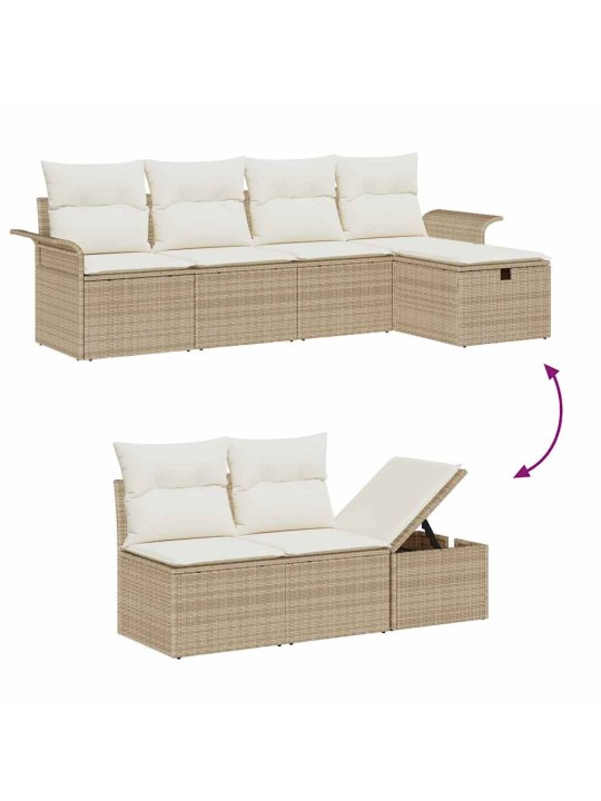 Aia diivanikomplekt 6 tk beež ja kreemjas 251 x 117 x 85 cm