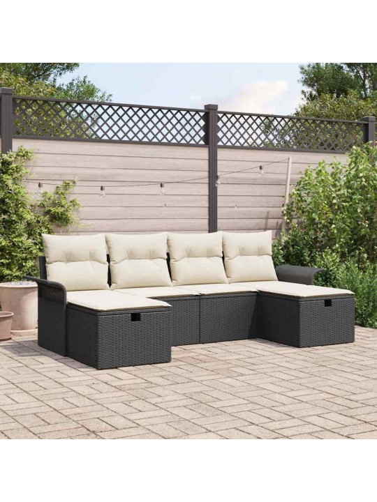 Aia diivanikomplekt 6 tk must ja kreemjas 251 x 117 x 85 cm