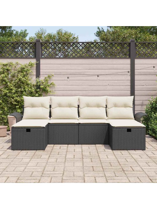 Aia diivanikomplekt 6 tk must ja kreemjas 251 x 117 x 85 cm