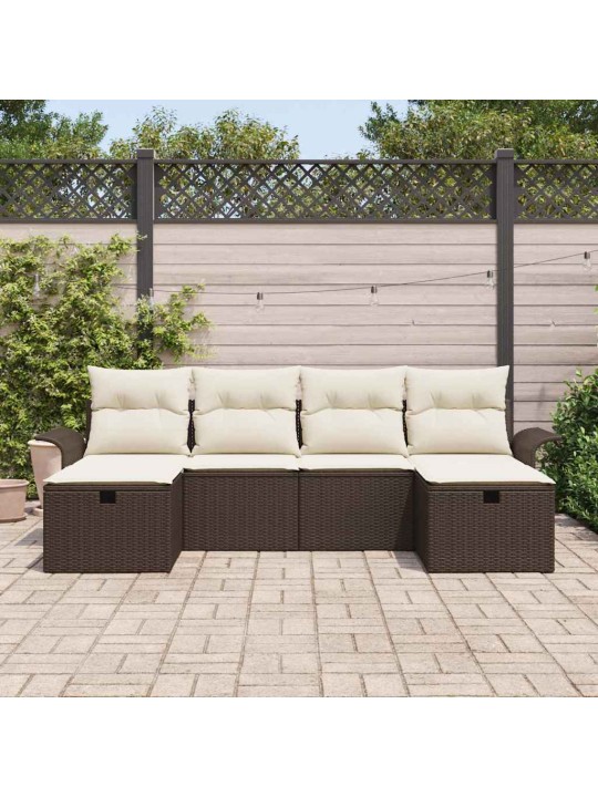 Aia diivanikomplekt 6 tk pruun ja kreemjas 251 x 117 x 85 cm