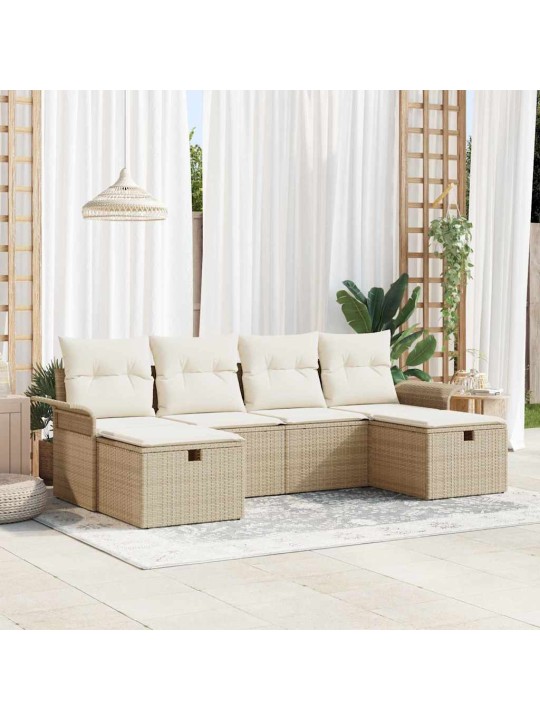 Aia diivanikomplekt 6 tk beež ja kreemjas 251 x 117 x 85 cm