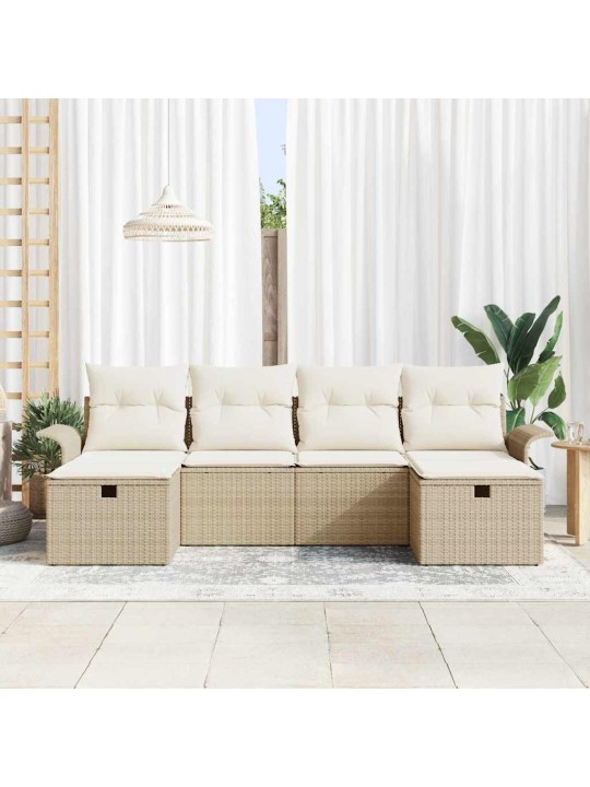 Aia diivanikomplekt 6 tk beež ja kreemjas 251 x 117 x 85 cm