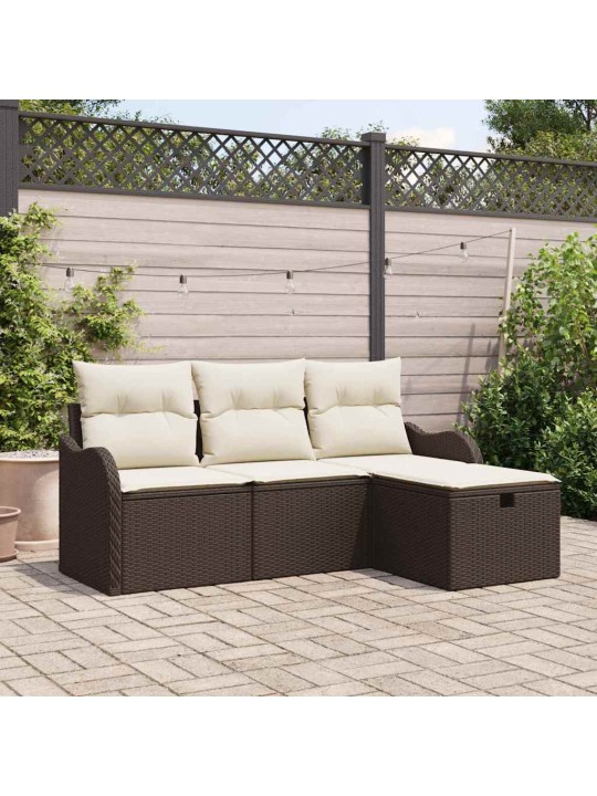 Aia diivanikomplekt 4 tk pruun ja kreemjas 176 x 117 x 85 cm