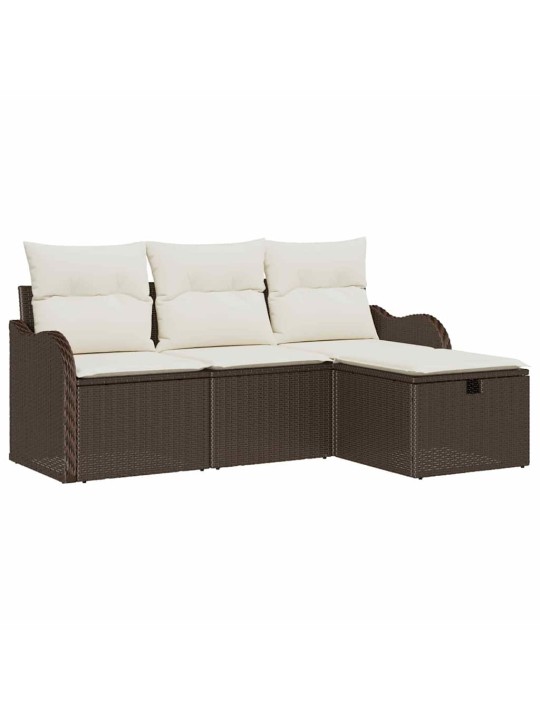 Aia diivanikomplekt 4 tk pruun ja kreemjas 176 x 117 x 85 cm