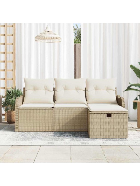 Aia diivanikomplekt 4 tk beež ja kreemjas 176 x 117 x 85 cm