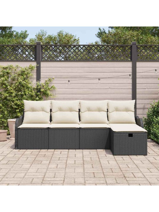Aia diivanikomplekt 5 tk must ja kreemjas 231 x 117 x 85 cm