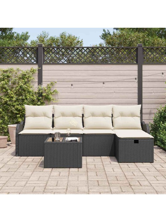 Aia diivanikomplekt 6 tk must ja kreemjas 231 x 117 x 85 cm