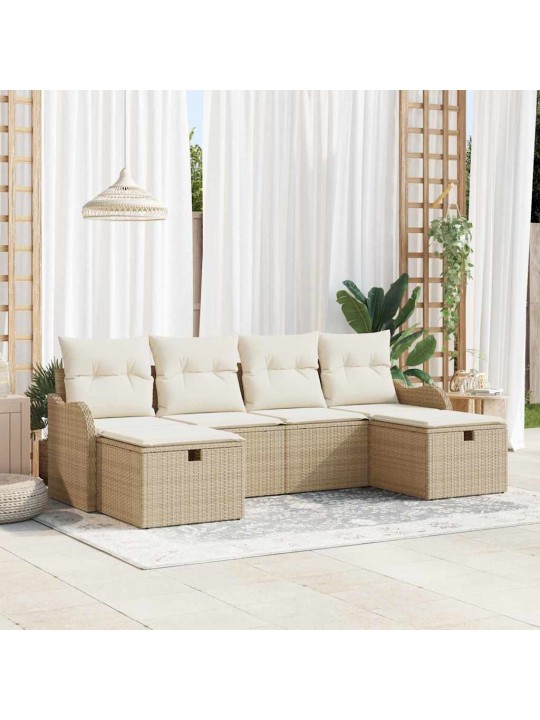 Aia diivanikomplekt 6 tk beež ja kreemjas 231 x 117 x 85 cm