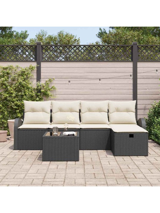 Aia diivanikomplekt 6 tk must ja kreemjas 234 x 117 x 85 cm