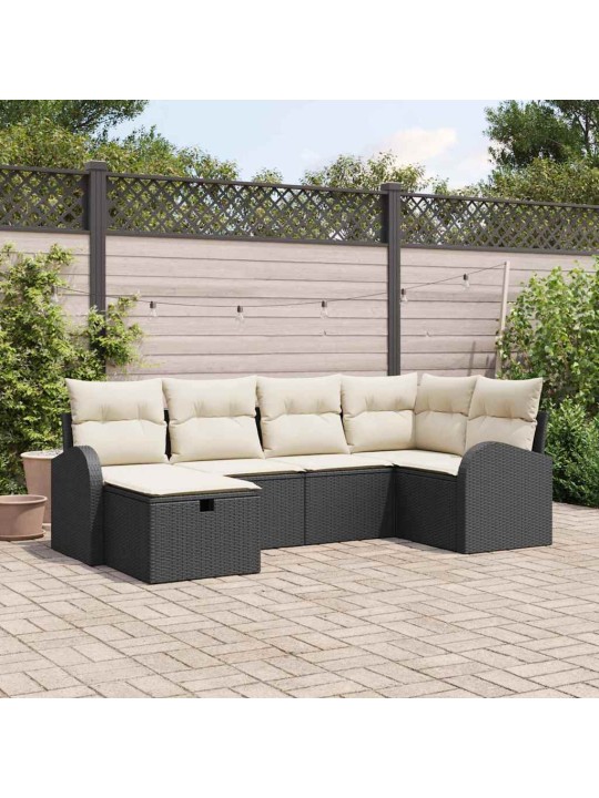 Aia diivanikomplekt 6 tk must ja kreemjas 234 x 124 x 85 cm
