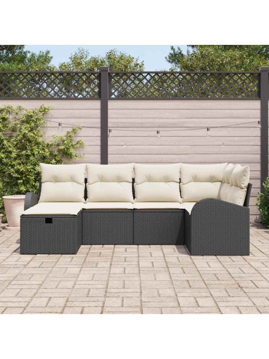 Aia diivanikomplekt 6 tk must ja kreemjas 234 x 124 x 85 cm