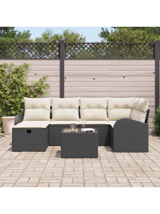 Aia diivanikomplekt 7 tk must ja kreemjas 234 x 124 x 85 cm