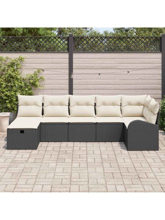 Aia diivanikomplekt 7 tk must ja kreemjas 289 x 124 x 85 cm
