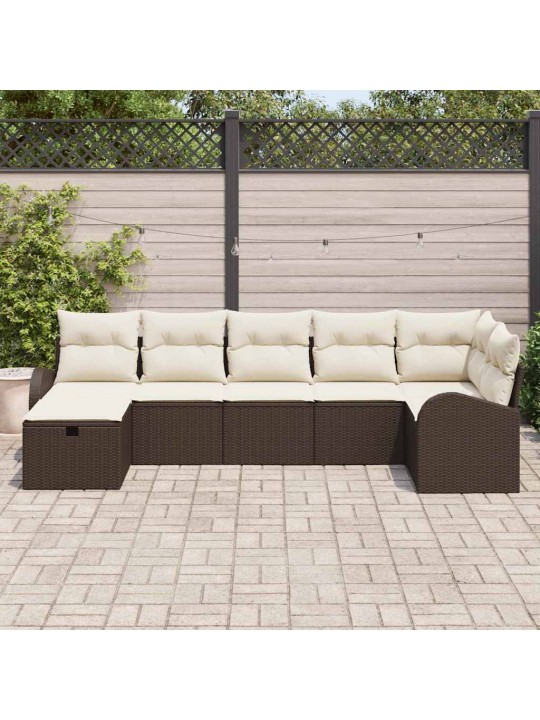 Aia diivanikomplekt 7 tk pruun ja kreemjas 289 x 124 x 85 cm