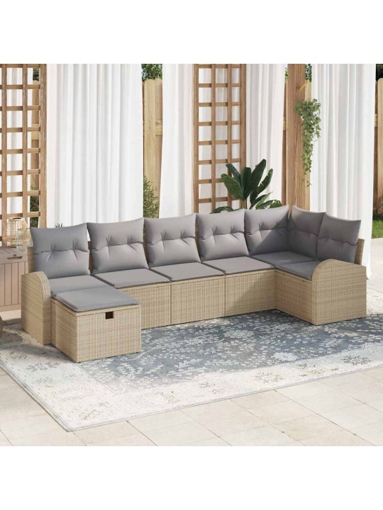 Aia diivanikomplekt 7 tk beež ja helehall 289 x 124 x 85 cm