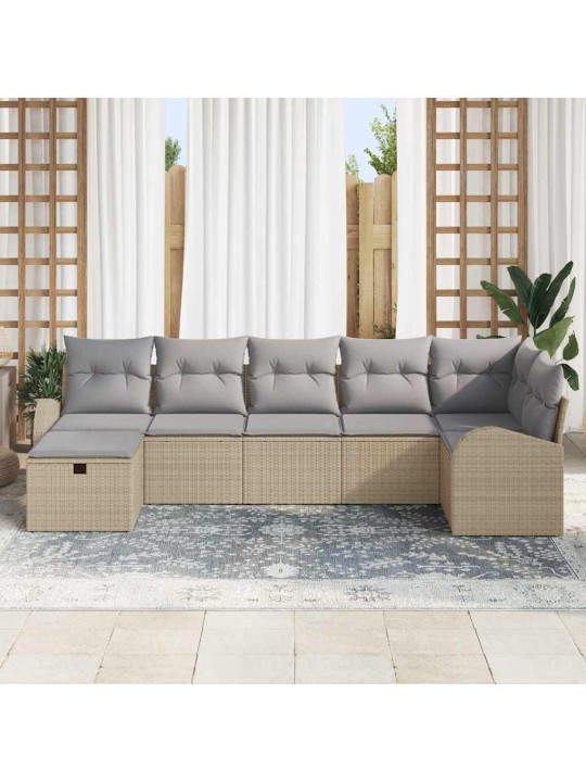 Aia diivanikomplekt 7 tk beež ja helehall 289 x 124 x 85 cm