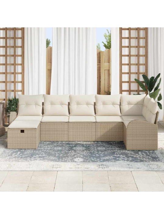 Aia diivanikomplekt 7 tk beež ja kreemjas 289 x 124 x 85 cm