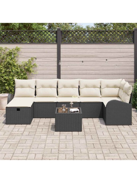 Aia diivanikomplekt 8 tk must ja kreemjas 289 x 124 x 85 cm