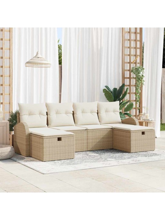 Aia diivanikomplekt 6 tk beež ja kreemjas 234 x 117 x 85 cm