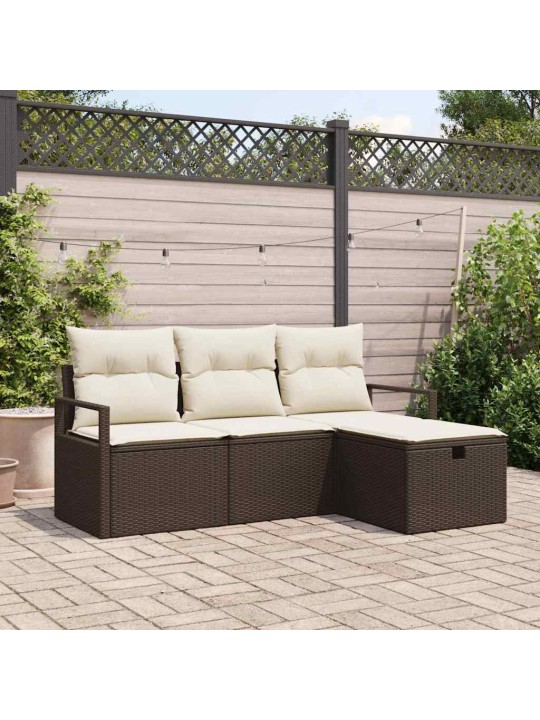 Aia diivanikomplekt 4 tk pruun ja kreemjas 175 x 117 x 85 cm
