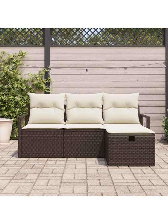 Aia diivanikomplekt 4 tk pruun ja kreemjas 175 x 117 x 85 cm