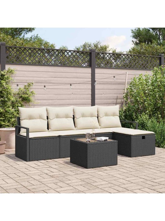 Aia diivanikomplekt 6 tk must ja kreemjas 230 x 117 x 85 cm