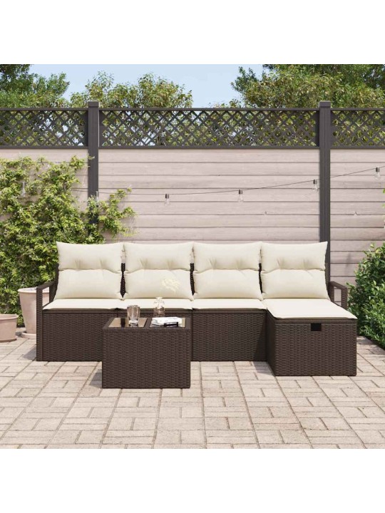 Aia diivanikomplekt 6 tk pruun ja kreemjas 230 x 117 x 85 cm