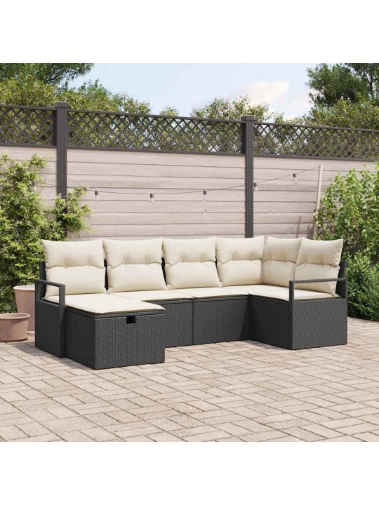 Aia diivanikomplekt 6 tk must ja kreemjas 232 x 122 x 85 cm