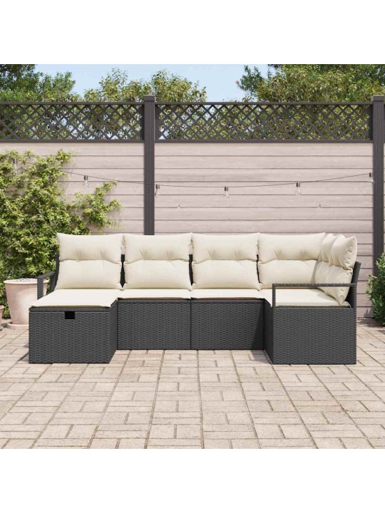Aia diivanikomplekt 6 tk must ja kreemjas 232 x 122 x 85 cm