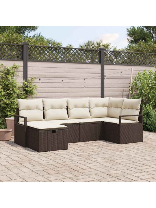 Aia diivanikomplekt 6 tk pruun ja kreemjas 232 x 122 x 85 cm