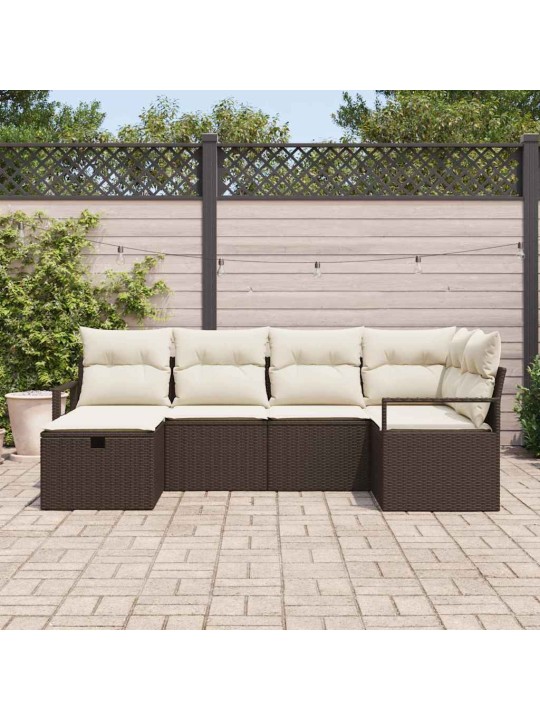 Aia diivanikomplekt 6 tk pruun ja kreemjas 232 x 122 x 85 cm