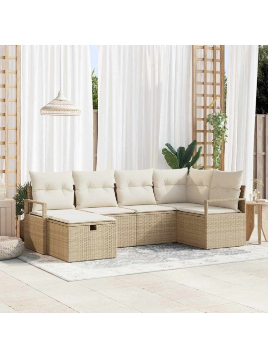 Aia diivanikomplekt 6 tk beež ja kreemjas 232 x 122 x 85 cm