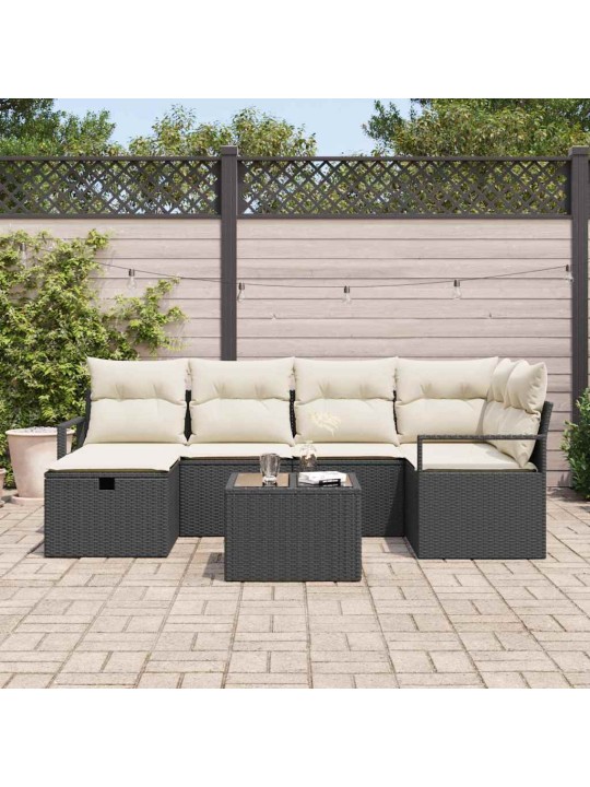 Aia diivanikomplekt 7 tk must ja kreemjas 232 x 122 x 85 cm
