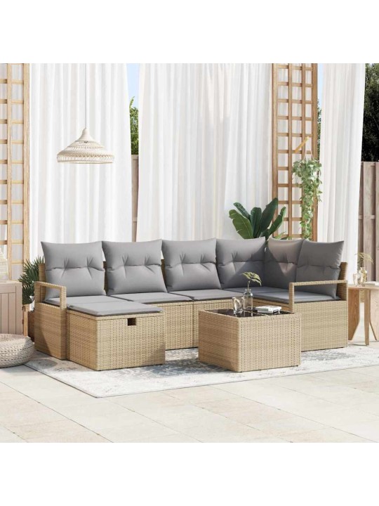 Aia diivanikomplekt 7 tk beež ja helehall 232 x 122 x 85 cm
