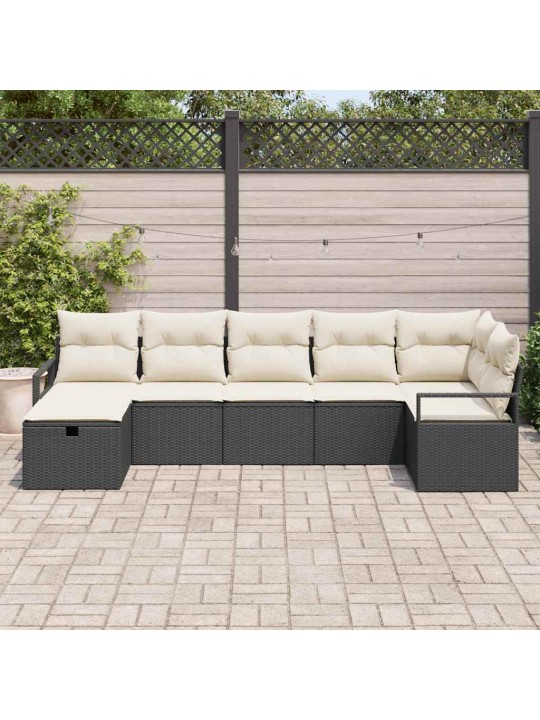 Aia diivanikomplekt 7 tk must ja kreemjas 287 x 122 x 85 cm
