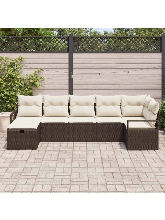 Aia diivanikomplekt 7 tk pruun ja kreemjas 287 x 122 x 85 cm